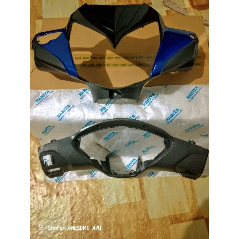 BATOK DEPAN BELAKANG + VISOR  SUPRA X 125 NEW BATMAN 2007 2008 2009 2010.WARNA BIRU KUALITAS MIRIP O