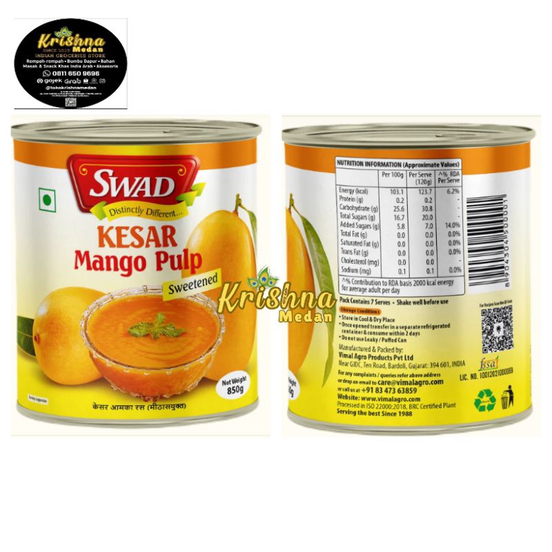 

Swad Kesar Mango Pulp 850gr
