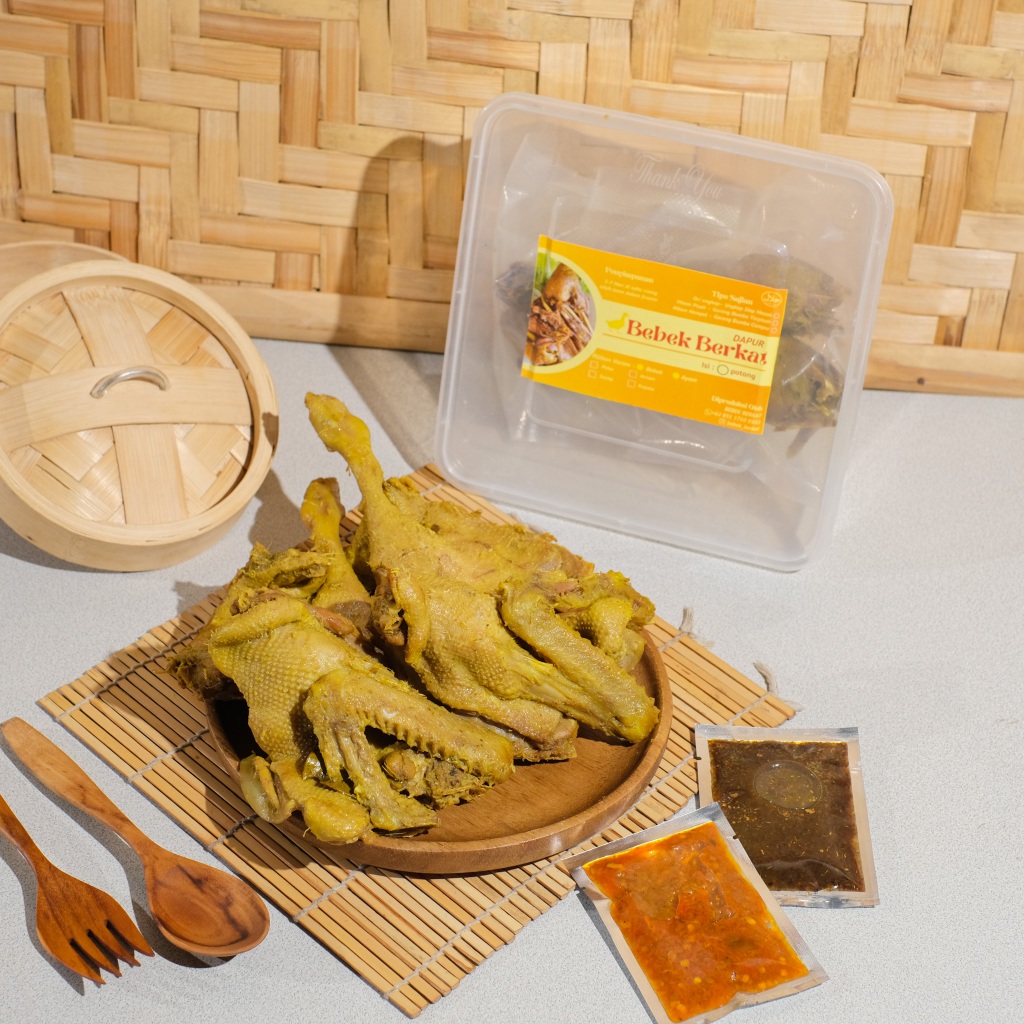 Bebek Berkat - Ori Ungkep (Bebek Ungkep Khas Madura) Siap Goreng | Bumbu Hitam + Sambal