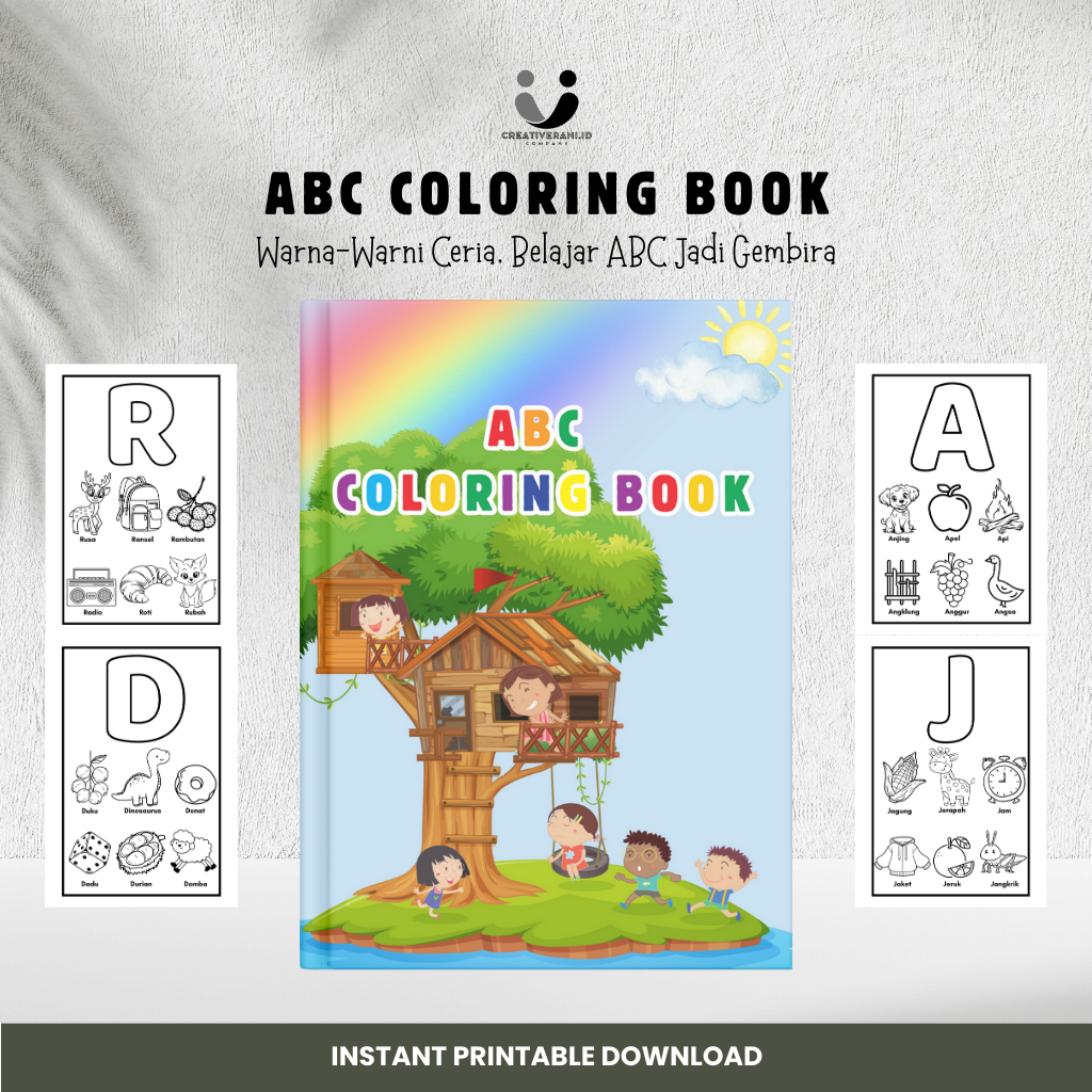 

Printable Buku Mewarnai Full color Untuk PAUD & TK | ABC COLORING BOOK - BUKU MEWARNAI ANAK
