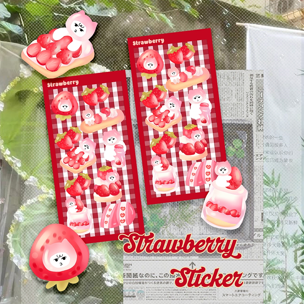 

BLOSSOMCLOVE - STRAWBERRY BEAR STICKER (KISS CUT)