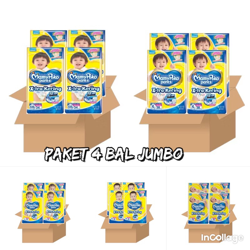 MAMYPOKO EXTRA KERING JUMBO 4 BALL / 1 KARTON S56 M48 L42 XL38 XXL34 PPKS