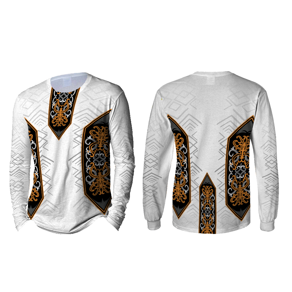 Baju Kaos Motif Batik Kalimantan Lengan Panjang / Jersey Batik Dayak