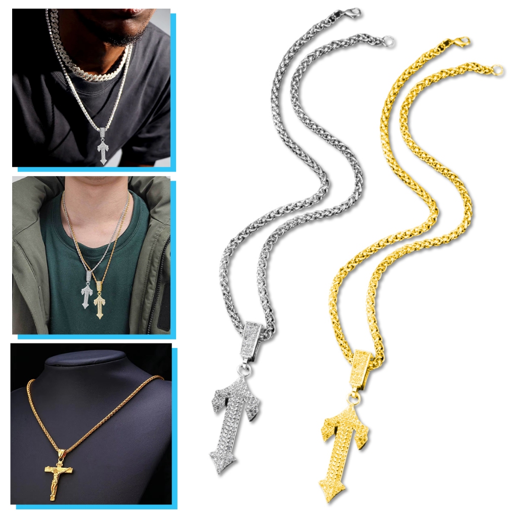 Emas/Perak kalung pedang salib Eropa dan Amerika Kalung Liontin Pedang Hip Hop