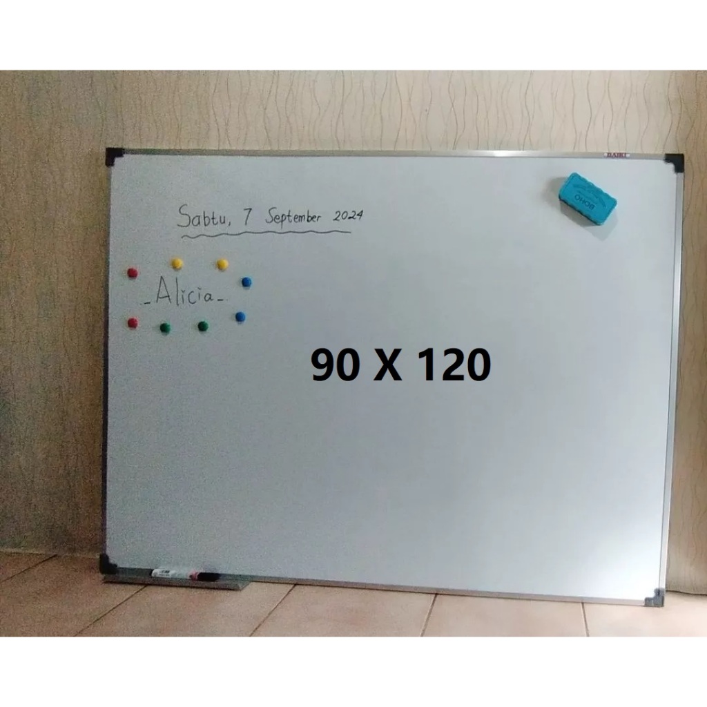 

Whiteboard / papan tulis magnet gantung 90 x 120 cm papan tulis