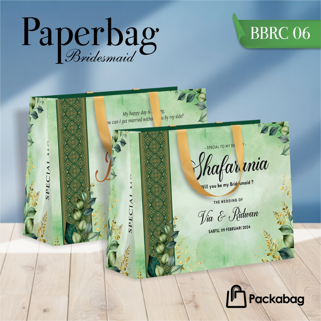 

PAPER BAG CUSTOM NAMA - PAPER BAG BRIDESMAID BAHAN BRIEF CARD - BRIDESMAID BAG