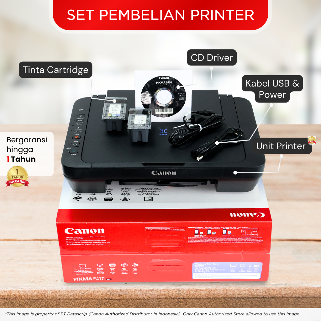 Printer Canon E470 – Inkjet Wifi Wireless All In One Print Scan Copy – Garansi 1 Tahun – Pengganti 2875 2876