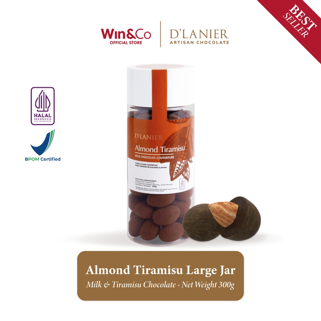 

D'Lanier Almond Tiramisu with Milk Chocolate - 300 gr (Large Jar)