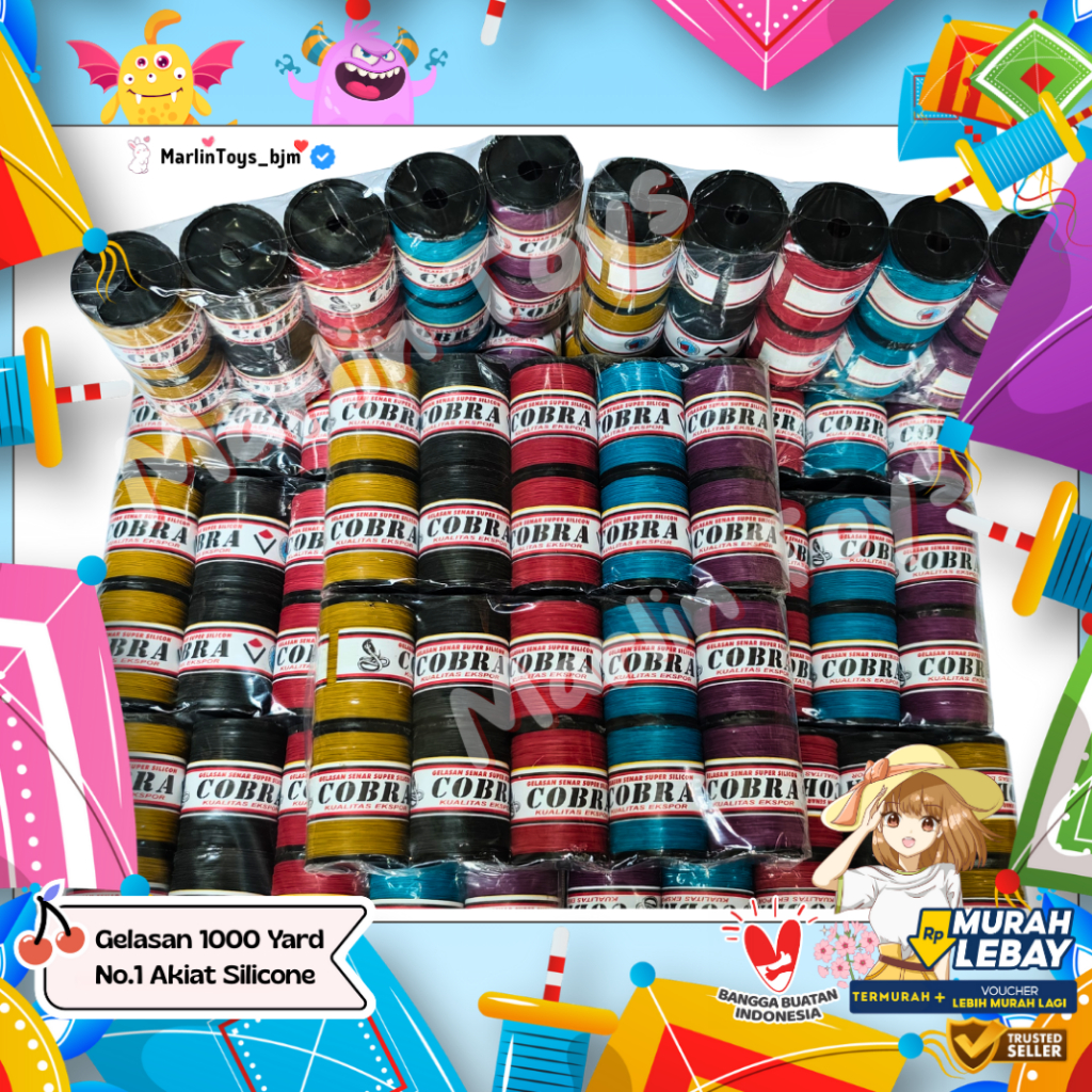 Benang Gelasan Cobra Akiat 200 Yard NO.1 - Isi x10pcs Benang Layangan Juara Dunia – Halus, Kuat