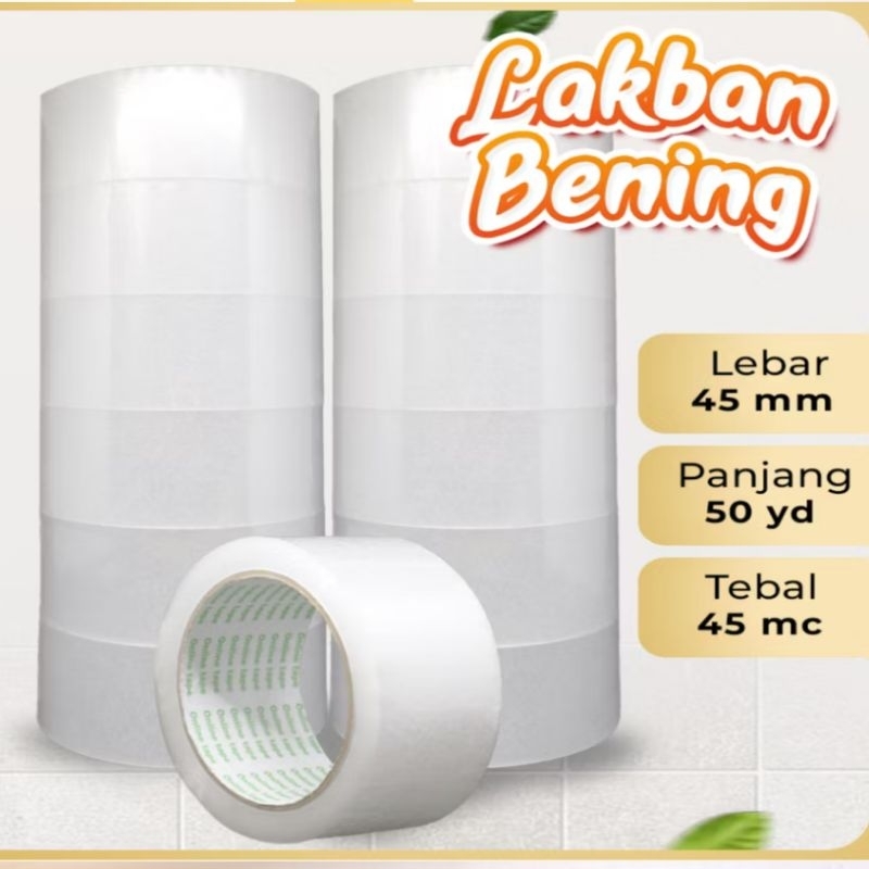 

Kualitas Premium 1 Rol Lakban Bening 45mm 90 Yard