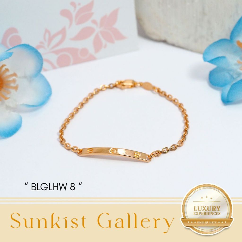 GELANG RANTAI ANAK TERBARU EMAS ASLI MODEL RANTAI PLAT KEKINIAN SIMPLE EMAS MUDA KADAR 8K (375) GELA