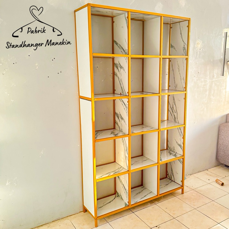 Rak Pasmina Ambalan Serbaguna Murah  | Rak Standing Hijab Jilbab Motif Marmer | Stand Baju Premium M