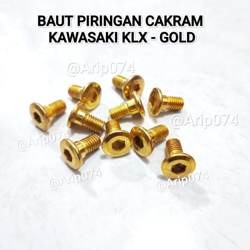 BAUT PIRINGAN CAKRAM KAWASAKI KLX GOLD BAUT CAKRAM PIRINGAN KLX 150 1 PCS BAUT DISC CAKRAM PIRINGAN 
