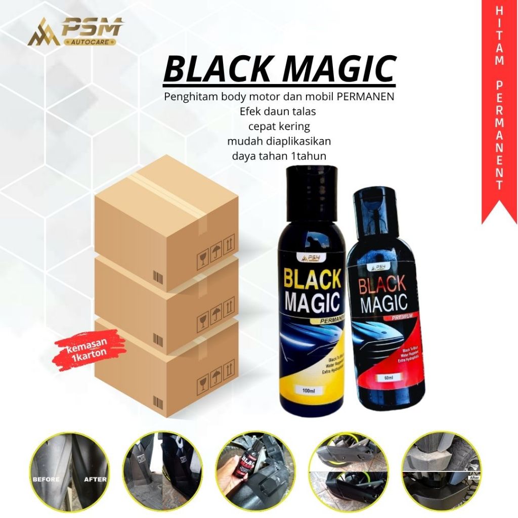 PSM BLACK MAGIC PERMANEN 1KARTON, Penghitam body motor permanen,Penghitam terbaik untuk body kasar