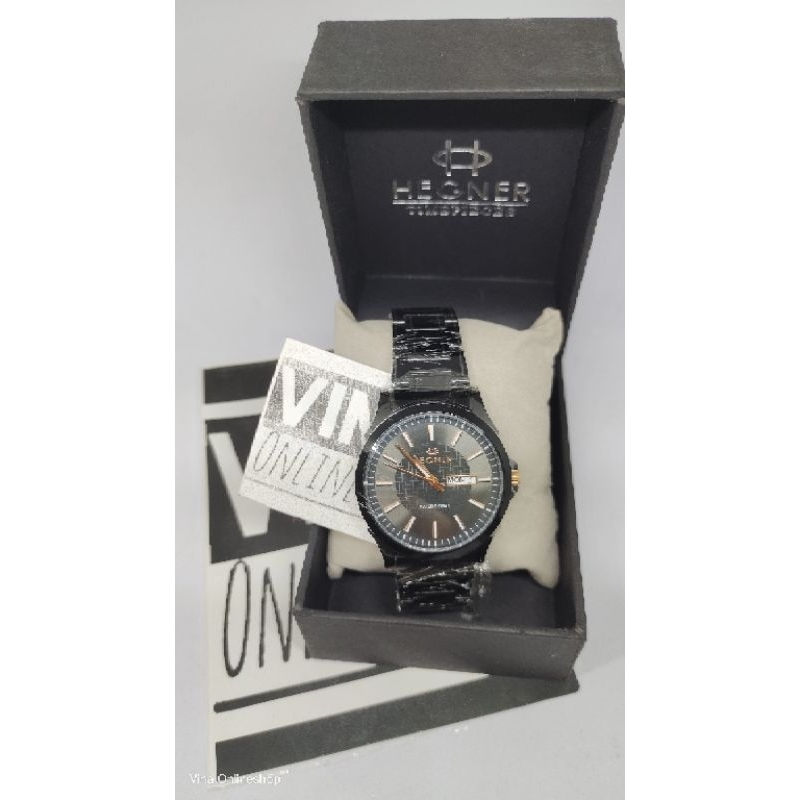 FREE TALI RUBBER/TALI KARET. JAM HEGNER 3901JAM PRIA WATER RESIST FULL HITAM