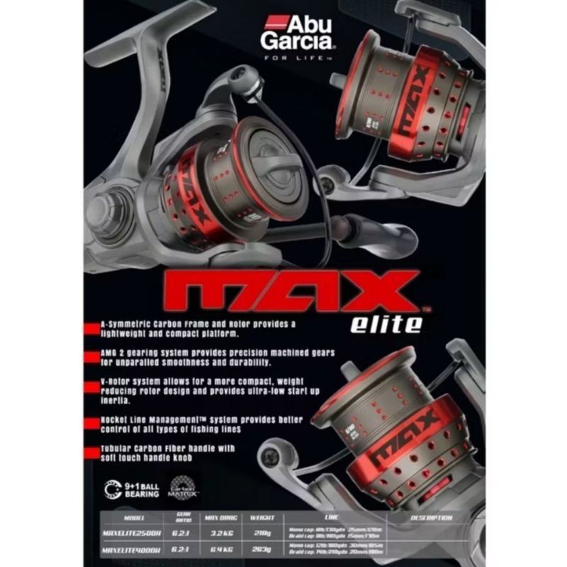 REEL ABU GARCIA MAX ELITE 2500 4000 9+1 BALL BEARING POWER HANDLE