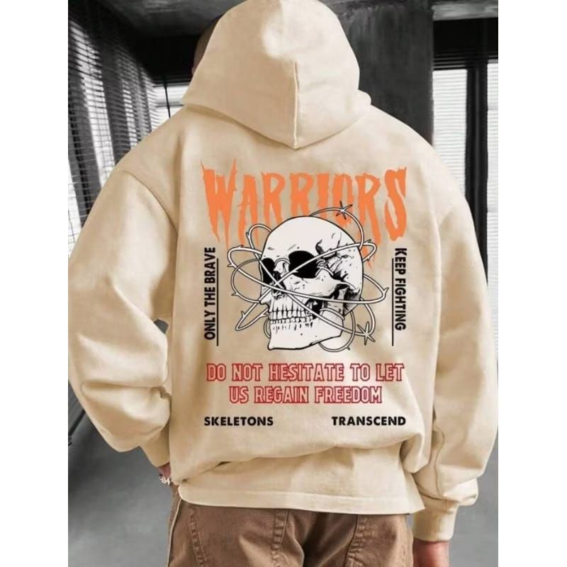 Sweater Hoodie Pria Wanita Gambar Belakang Warriors