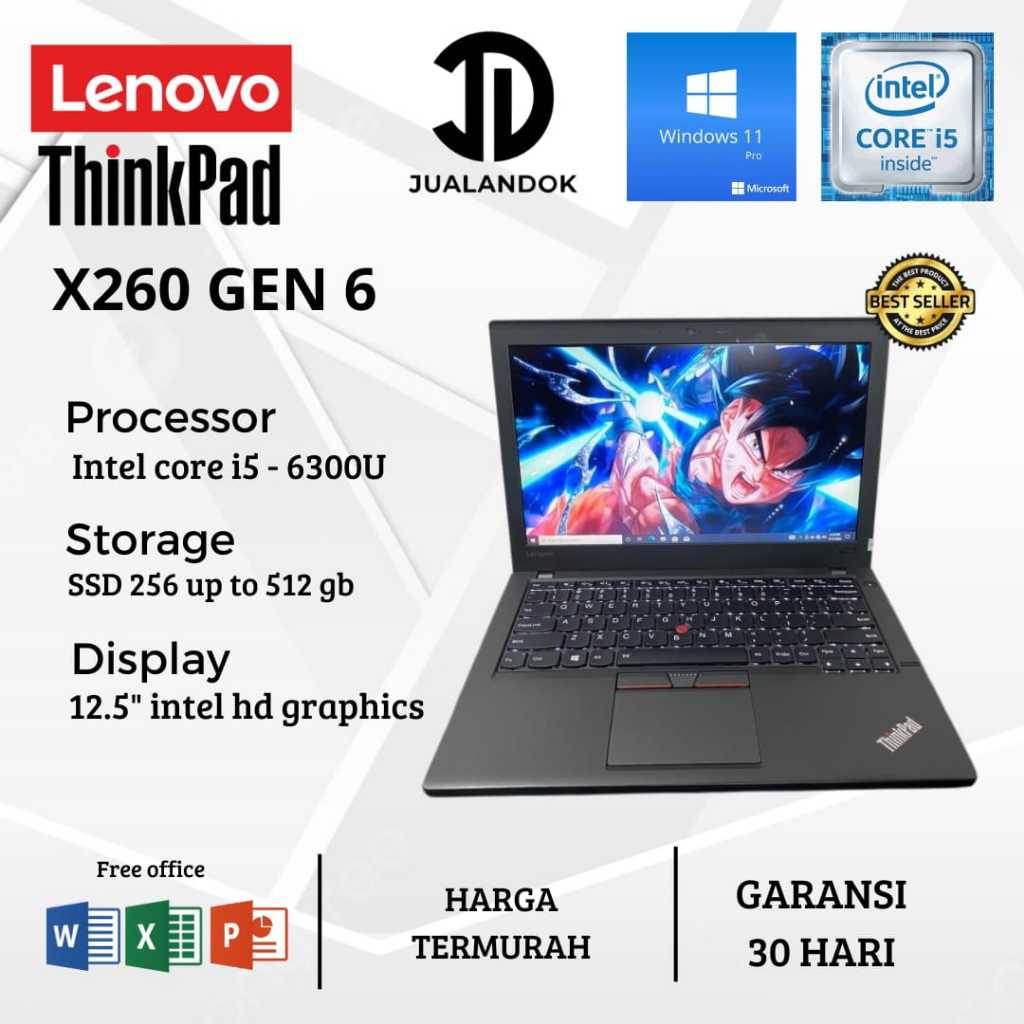 Laptop Lenovo Thinkpad X260 Core I5 GEN 6 - RAM 16GB - SSD 512GB - 12.5 Inc - SERIES BISNIS 