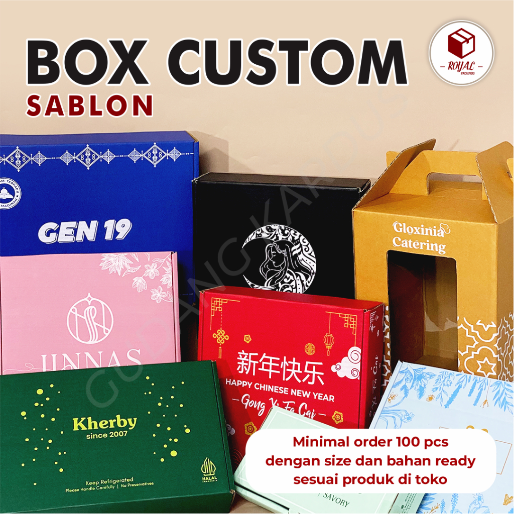

BOX CUSTOM (UKURAN, SABLON, WARNA, DAN MODEL BOX)