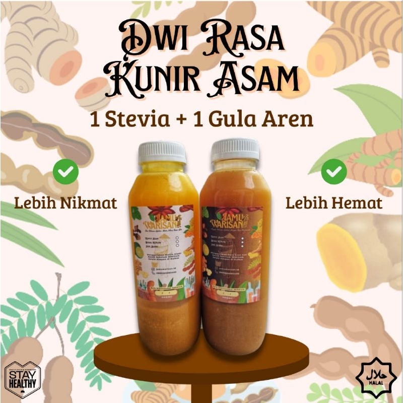 

Jamu Warisan – Dwi Rasa Kunir Asam (Stevia & Gula Aren) | 2 Botol x 500ml | Sehat & Tradisional
