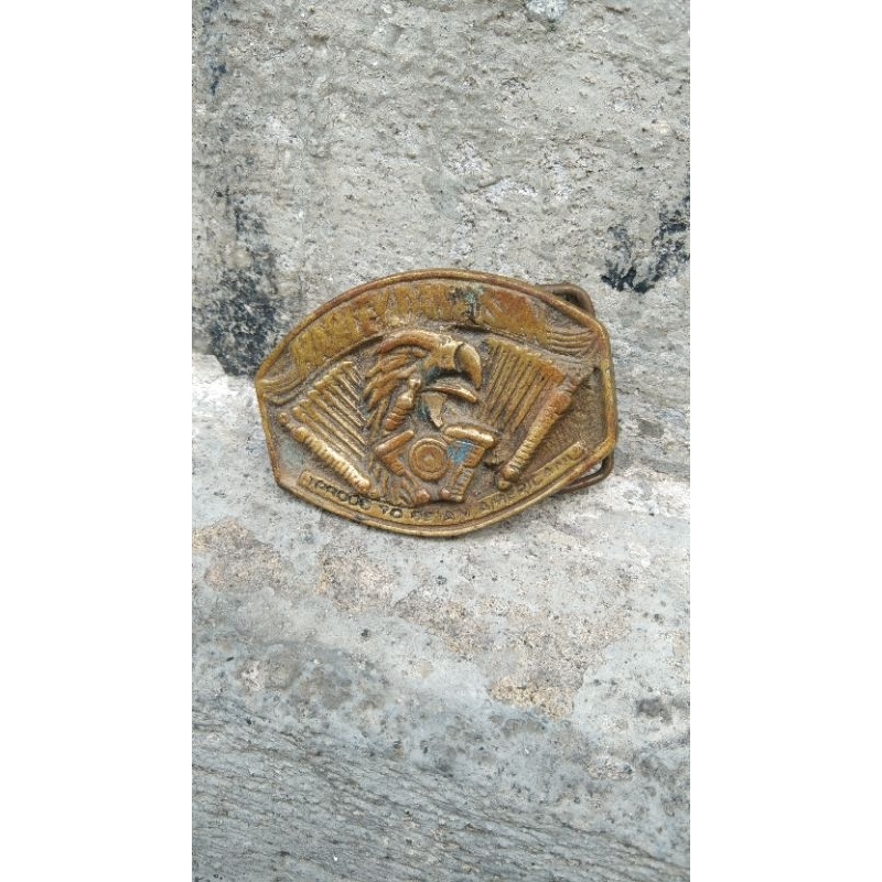 buckle Brass kepala sabuk Kuningan lawasan motif Harley Davidson