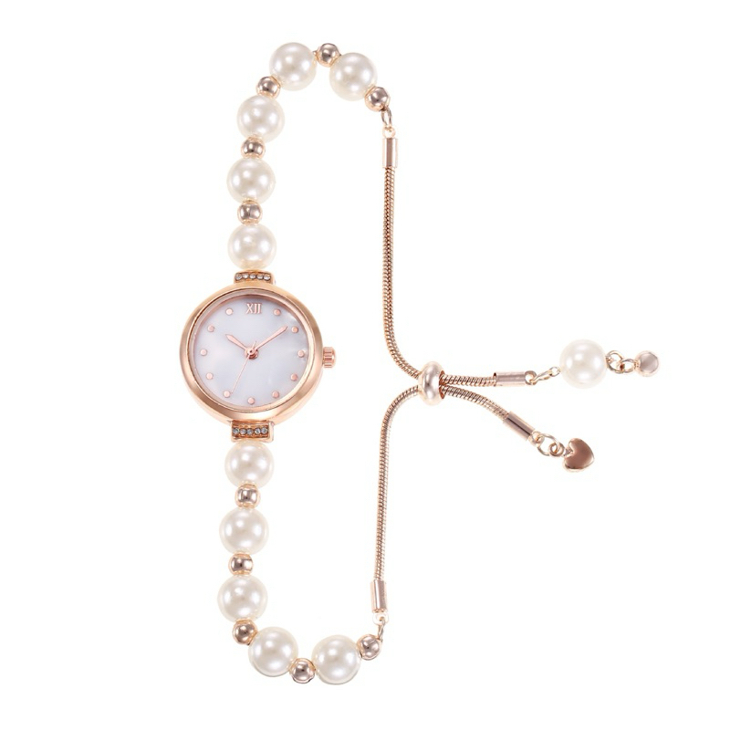 MOLLY - Jam Tangan Serut Mutiara 01 Romawi Jam Tangan Wanita Fashion