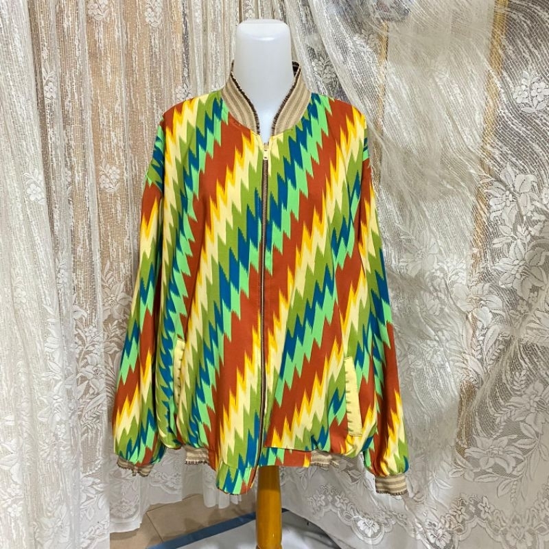 Jaket Bolak Balik Corak Melayu dan Corak Dayak Corak Insang Khas Pontianak Kalimantan Barat Lengan P