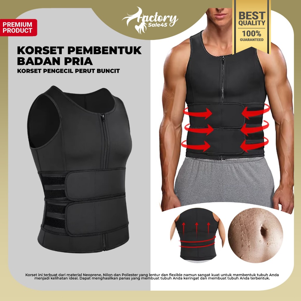 NEW PORODUK KORSET PEMBENTUK BADAN PRIA / KORSET PRIA / KORSET SIXPACK / KORSET PENGECIL PERUT BAKAR