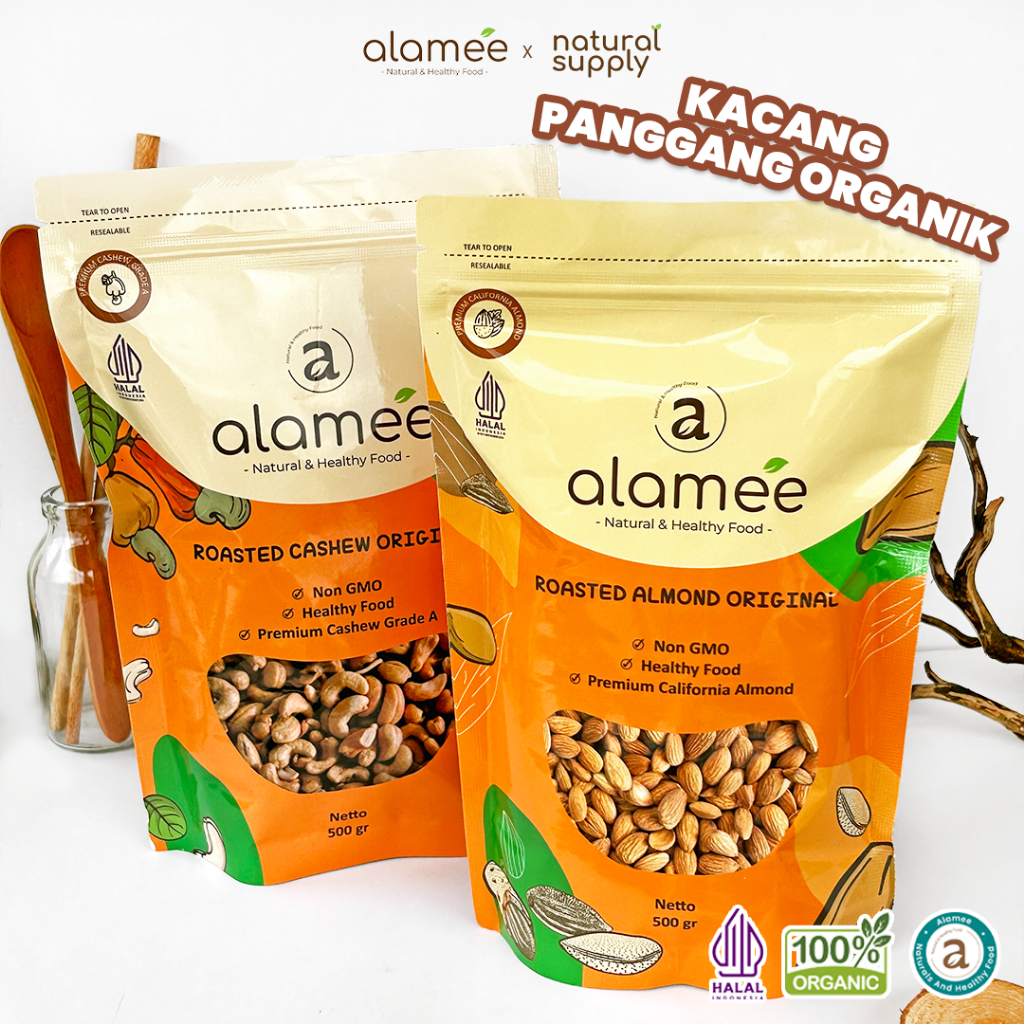 

Kacang Almond Almon Mede Walnut Pistachio Kupas Panggang Premium Roast Roasted Oven Siap Makan
