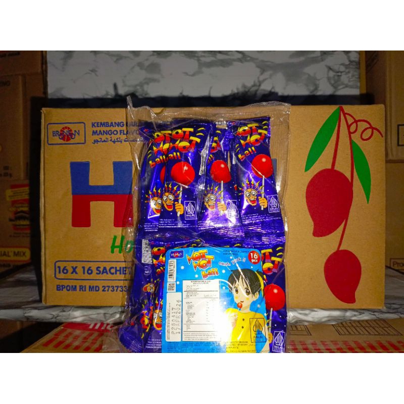 

Permen hot hot ball rasa mangga 1 dus/16 pack/16pcs