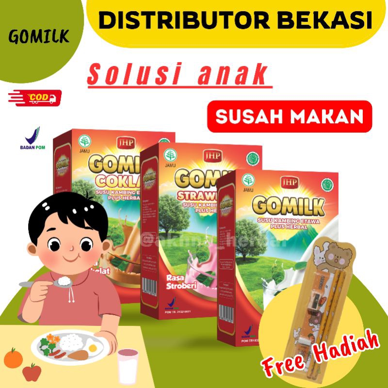 

[Bisa COD + GARANSI] Susu GOMILK 1 BOX KEMASAN 200gram | BANTU ANAK LAHAP MAKAN