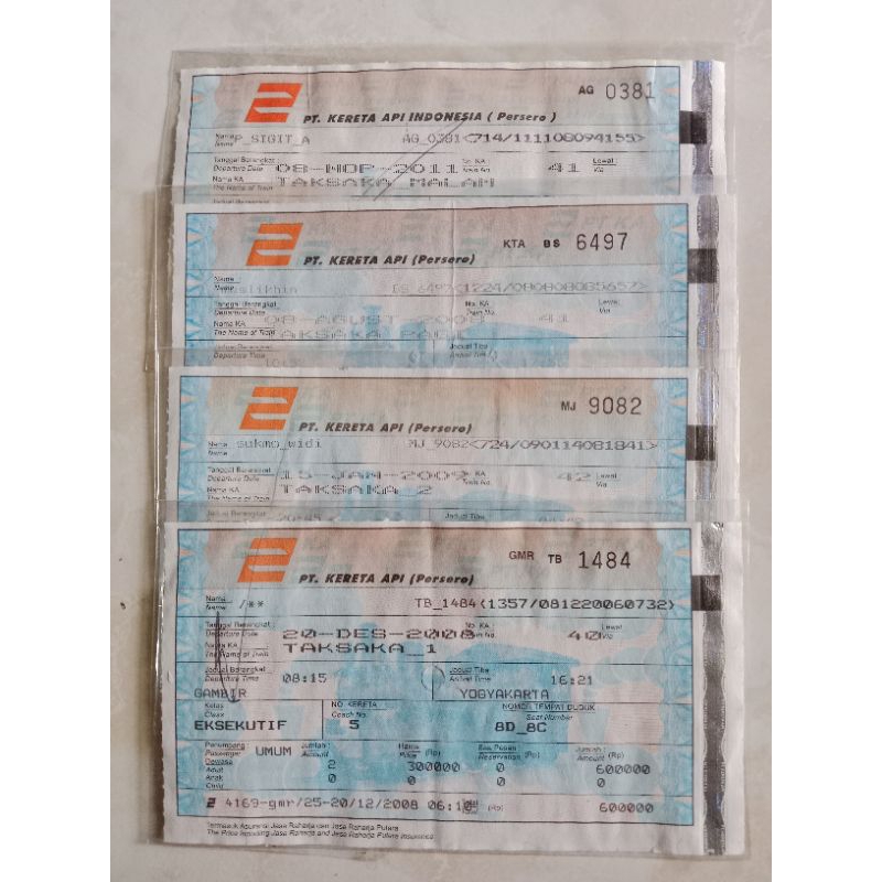 Tiket Kereta Api Lawas (Koleksi)