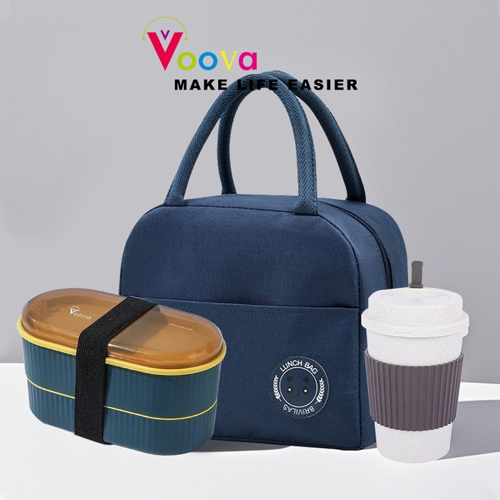 VOOVA Set Alat Makan Sekolah/ Set Bekal/ Bundling Bekal/ Kotak Makan/ Tas bekal/ Mug atau Cangkir Te