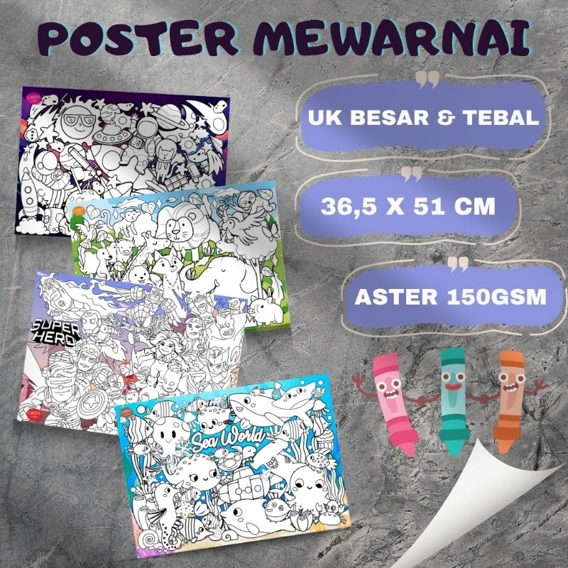 

POSTER MEWARNAI JUMBO | KERTAS MEWARNAI BESAR | POSTER EDUKASI ANAK | COLORING