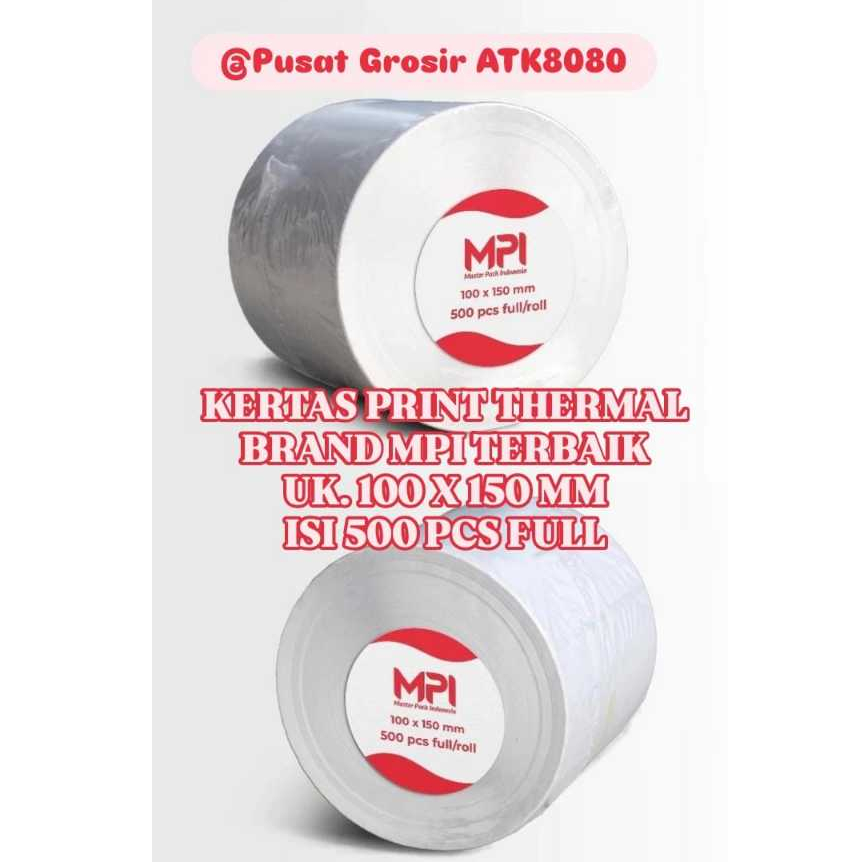 

Kertas Label Thermal Sticker Ukuran 100 x 150 mm A6 Isi 500 Pcs Merek MPI Model Roll Berkualitas