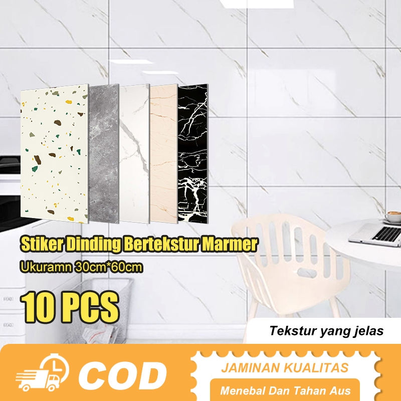 10 PCS  3D Foam Wallpaper Vinyl Marble Dinding 30 x 60cm/  Marmer Wall Sticker Anti Air /Dekorasi Di