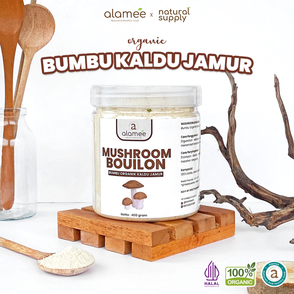 

ALAMEE Kaldu Jamur NON MSG Bubuk Mushroom Powder Bumbu Dapur Spice Toples Seasoning 400gr naturalsupply