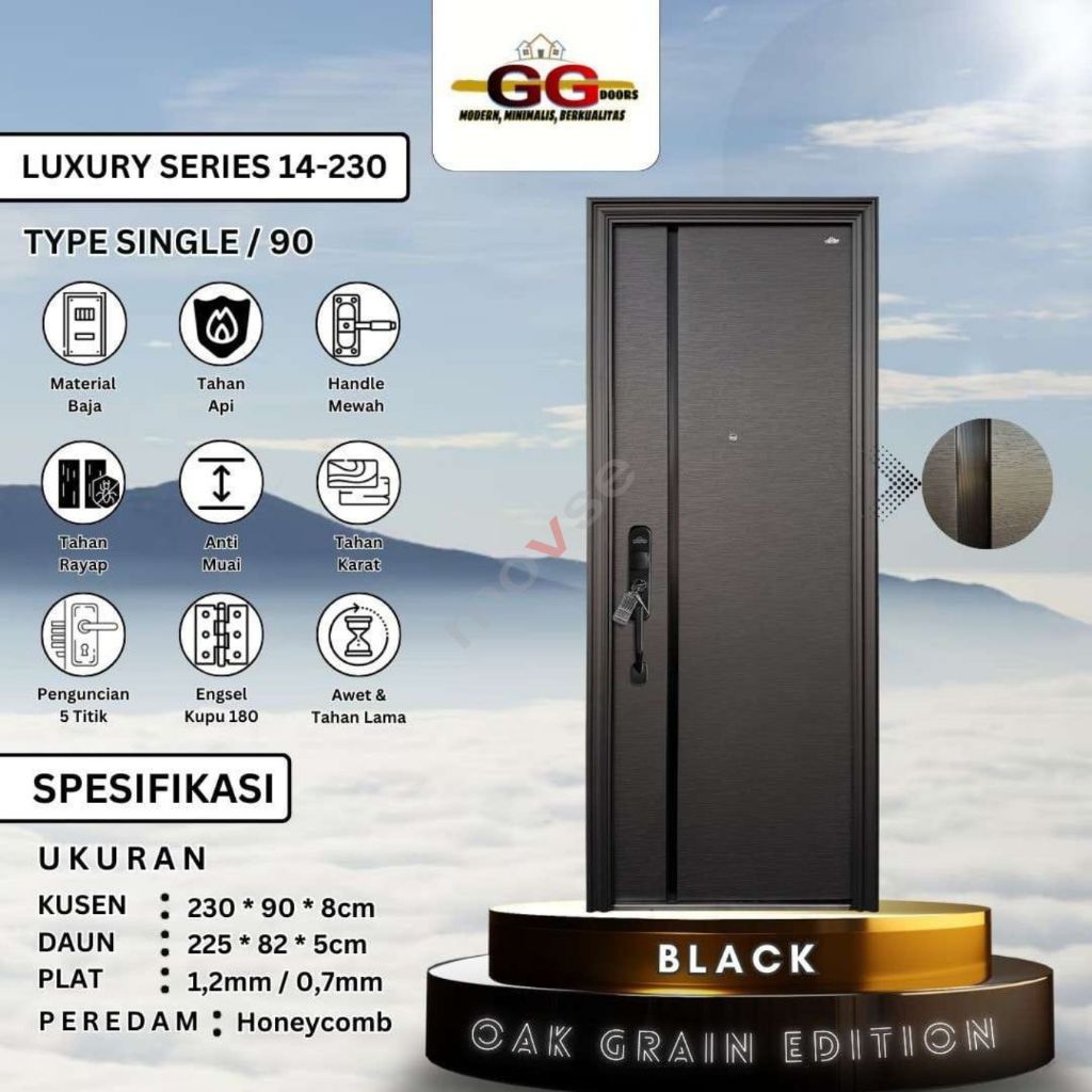 Pintu GG Doors Luxury 14-230 - Pintu Baja Single/MS/Double Hitam