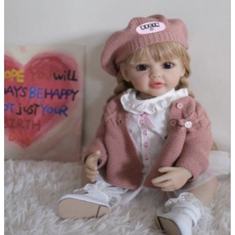Ready depan Boneka Reborn Baby Cewek 55 cm Full Silikon Terbaru Cantik