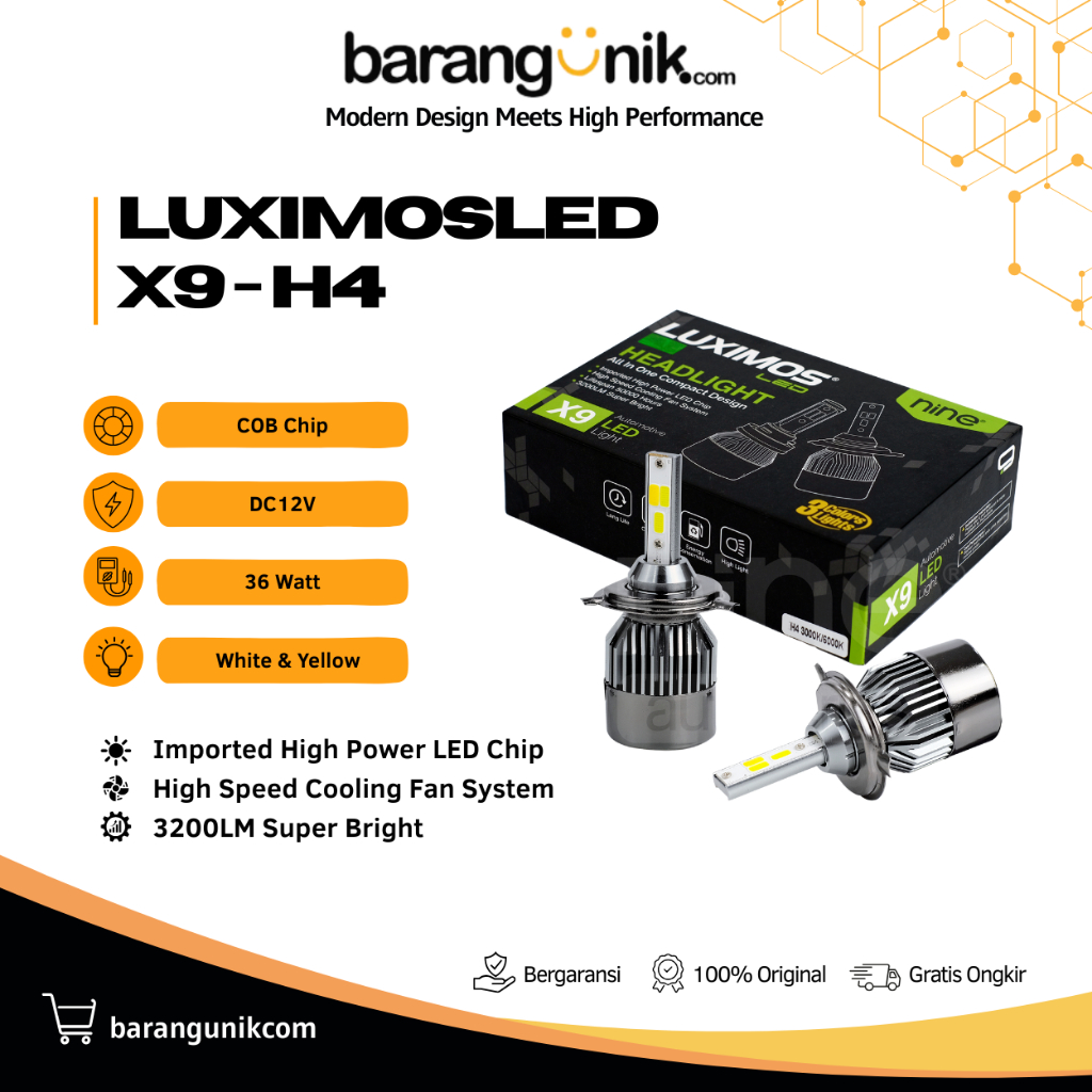 Lampu Utama Foglamp 3 Warna 72 Watt Chip LED H11 H4 HB3 HB4 Putih Kuning Warm Mobil X9 LUXIMOS