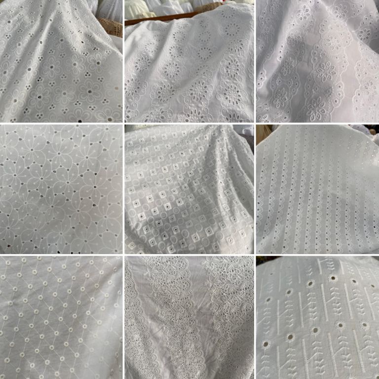 KODE T77B Kain katun bordiran bolong  kain katun bordir motif  kain katun bordir meteran  harga tert