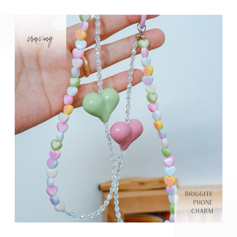 BRIGGITE Phone Charm - Strap HP Ring Handphone Heart Aesthetic
