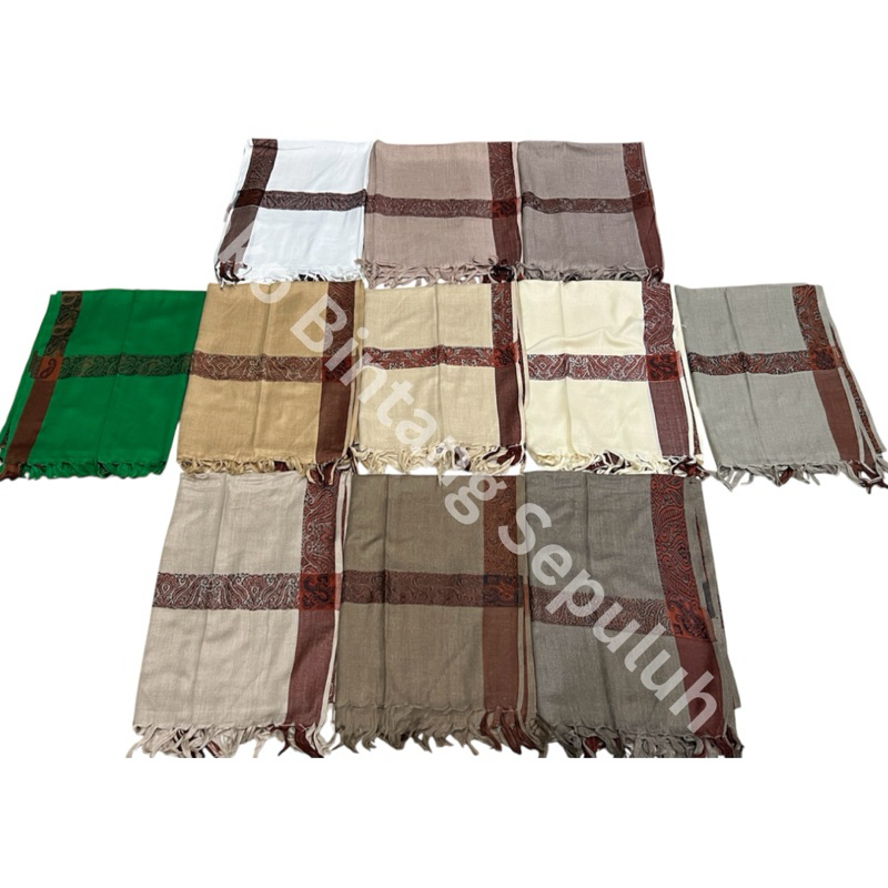 Sorban Kashmir Hijau atau Putih atau Warna atau Bronze Persegi Panjang Halus Eceran Bijian Surban Ij