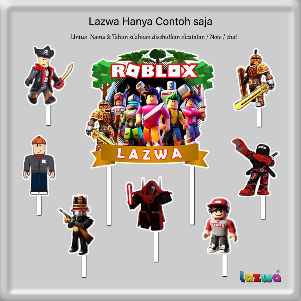 Topper cake custom nama roblox hiasan kue & buket