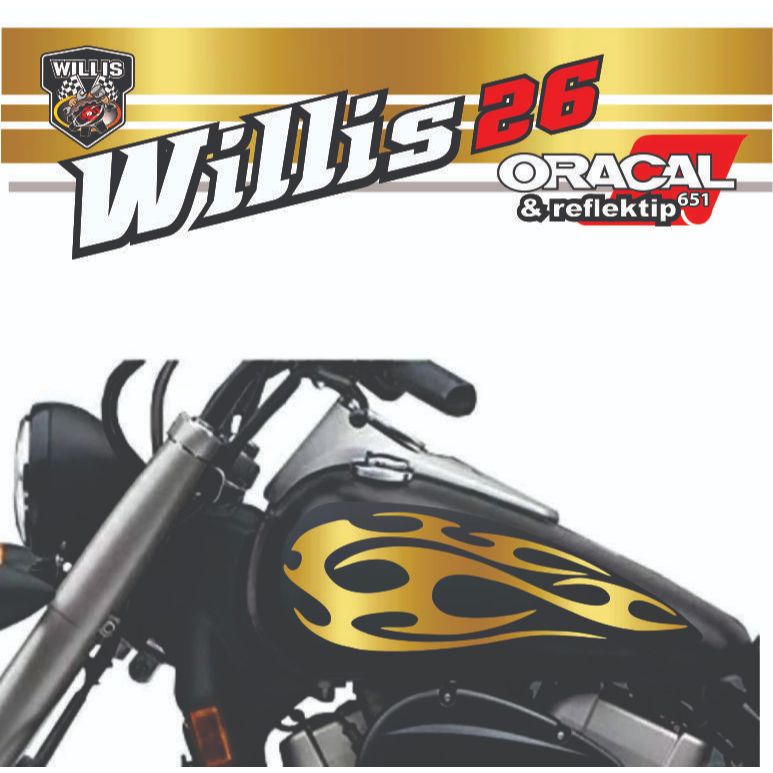 Stiker Cutting 1set lencana api tangki motor RX king Vixion Harley dll