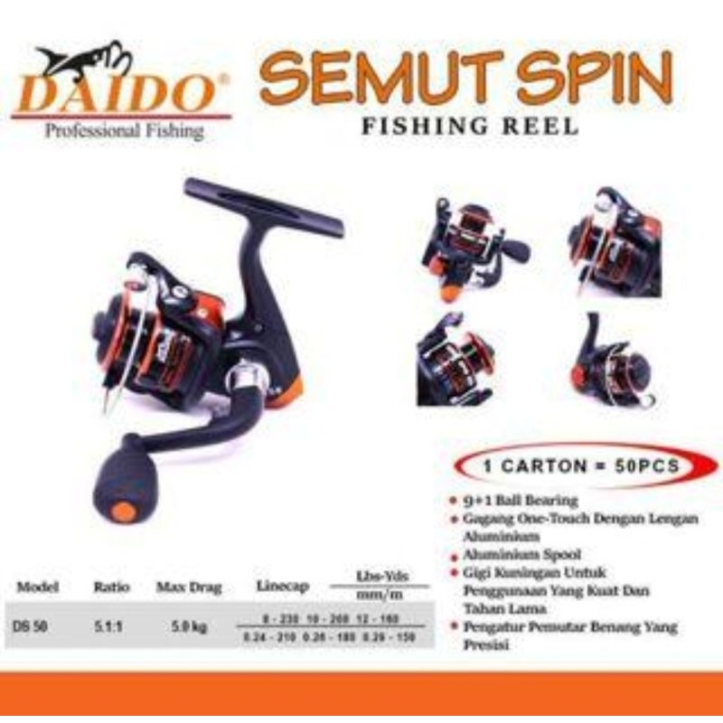 reel mancing udang  Daido semut spin DS 50 sudah one way