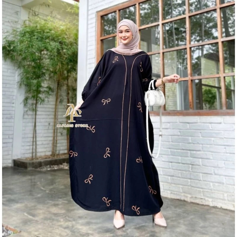 Gamis Kaftan Motif Pitaloka Kain Rayon Premium Ukuran Jumbo Busui Friendly Paling Viral