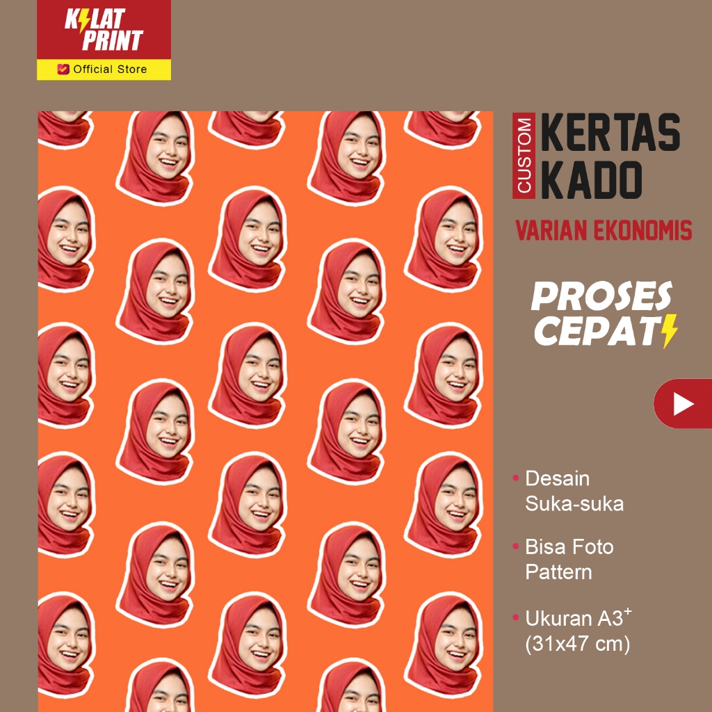 

Custom Kertas Kado Murah Wajah Foto Nama Wrapping Paper Ekonomis Doff
