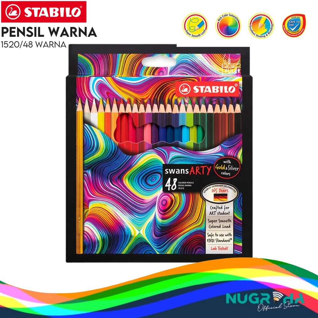 

KODE L77R Color Pencil Pensil Warna Stabilo Swans Arty 152 48 Warna Panjang