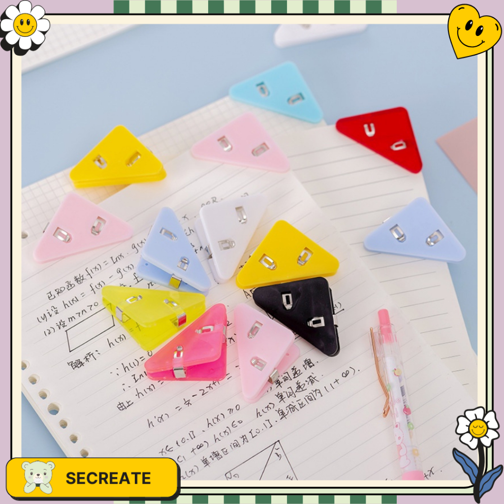 

SECreate Paper Clip Segitiga Warna-Warni Klip Sudut Penjepit Buku Akrilik Penjepit Kertas Binder Plastik Clips Book & Paper Corner